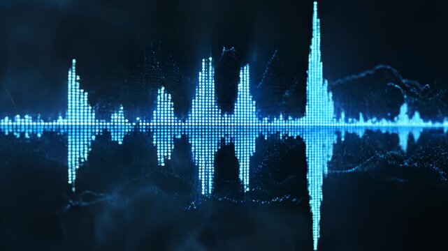 Digital audio waveform visualization ideal for sleek commercial backgrounds and title sequences