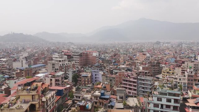 City of Kathmandu with the Monkey temple hills in the far end.