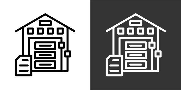 Data Warehouse White And Black Icon Set Multiple Style Collection Pack Vector Illustration