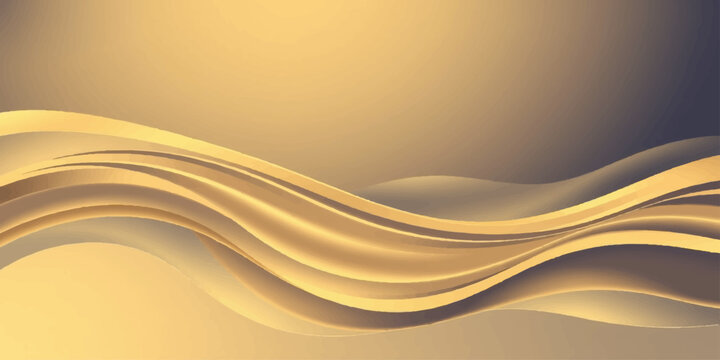 Artistic abstract wave background vector featuring smooth flowing orange and yellow curves with gold light motion lines for an energetic wallpaper design illustration