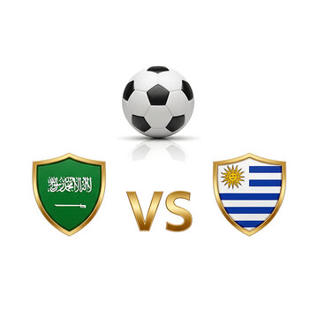 Soccer ball with football club logos and vs symbol