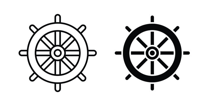 Ship wheel icon symbol for web and ui. Vector icon
