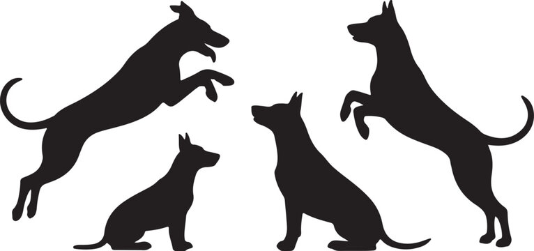 labrador retriever dog breed black silhouette logo set