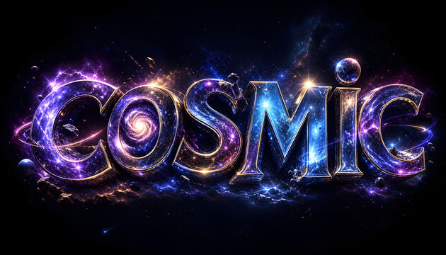 Cosmic Deep Space 3D Typography with Galaxy and Planet Effects