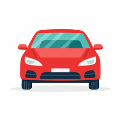 Fototapeta premium Red Car Front View Flat Design