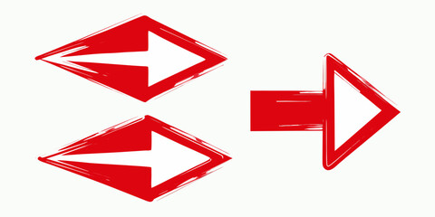 red arrow icons pointing in different directions brushstroke style © Rubel
