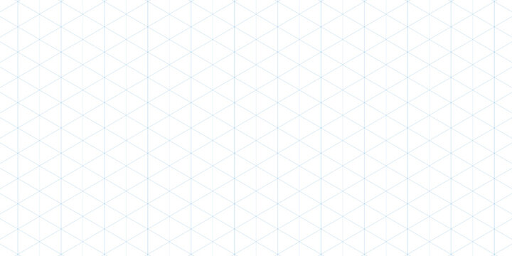 Blue isometric grid. Outline isometric graph template background.