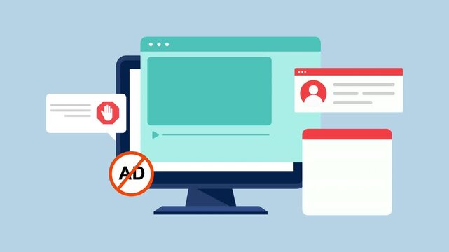 Ad Blocking Technology Explainer 2d Animation with Alpha Matte