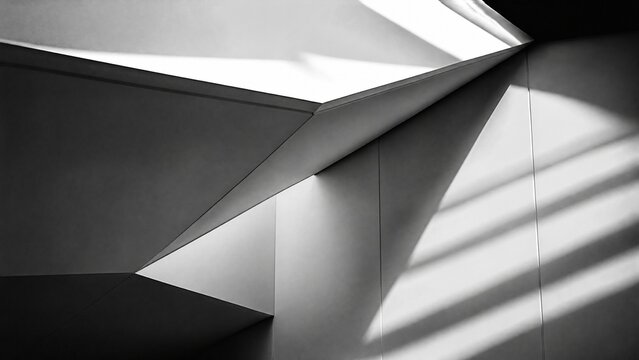 Geometric architectural composition with striking shadows and monochrome aesthetic.