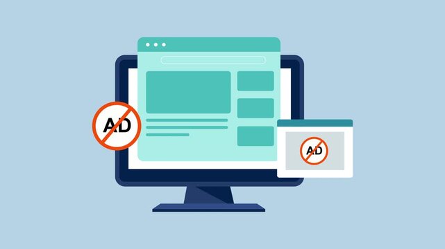 Browser with Ad Blocker 2d Animation with Alpha Matte