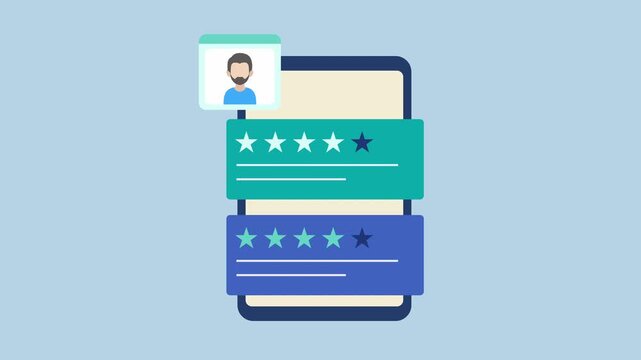 Customer Feedback on Mobile Device with Star Ratings 2d Animation with Alpha Matte