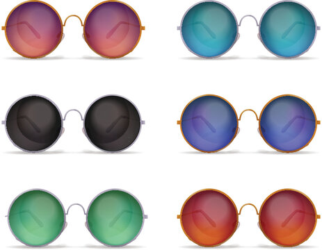 Diverse eyewear collection featuring star shaped and classic frames vector