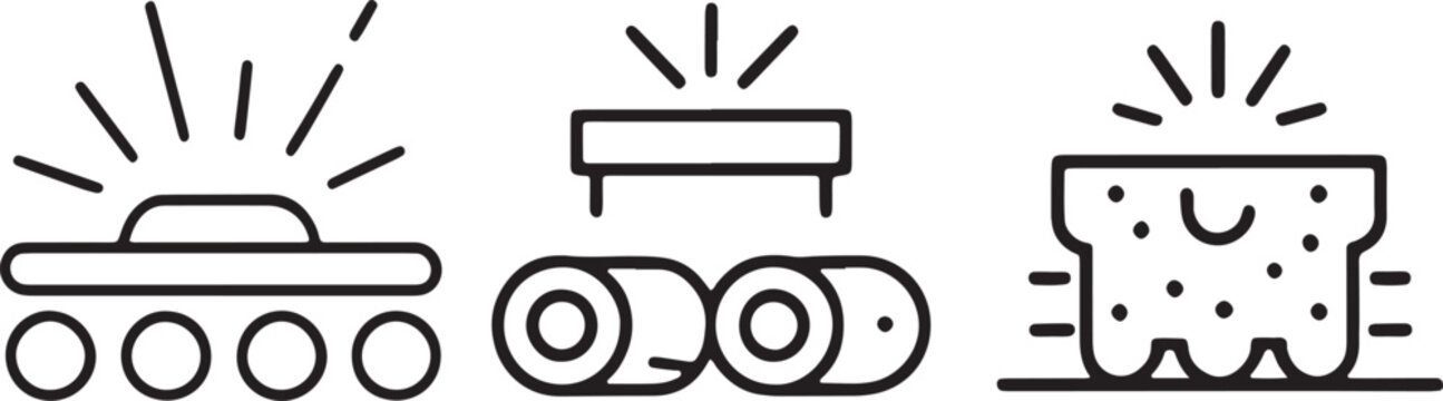 Alarm sirens icons set in outline and colored styles with siren police and bread in outline