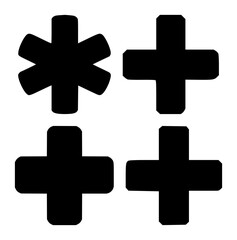 Obraz premium Plus add icon set with solid black symbol on white background featuring UI icon, navigation, action with minimalist and line art