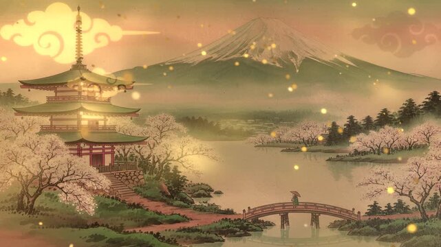 日本の美しい絵画 日本画の美しいアニメーション