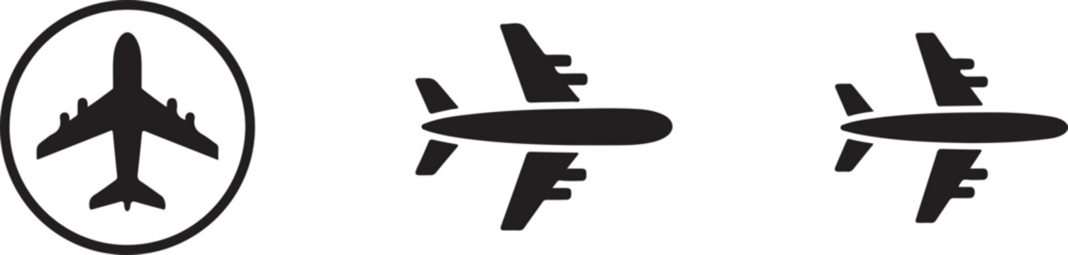 airplane icon set flight symbols vector silhouettes