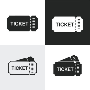 ticket icon set vector perforated stub minimal app ui symbol