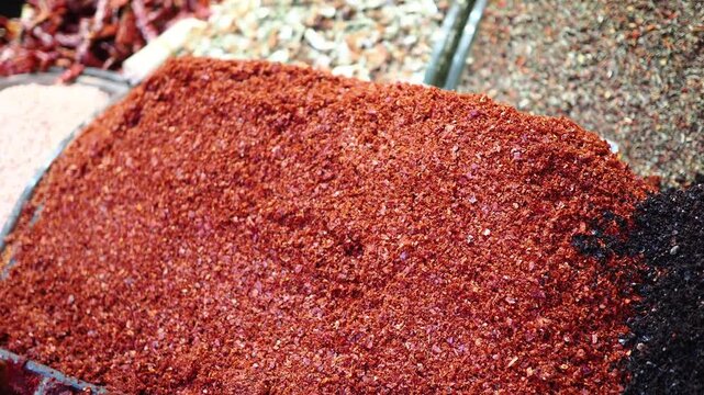 Spices displayed at local market in Mexico