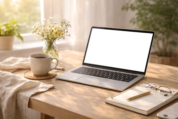 Fototapeta premium laptop and coffee