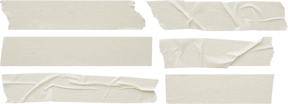 Adhesive paper tape set collection isolated on white background