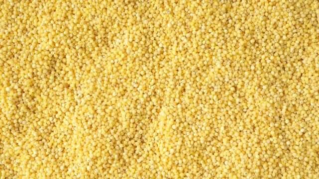 Raw millet grain pouring into a pile