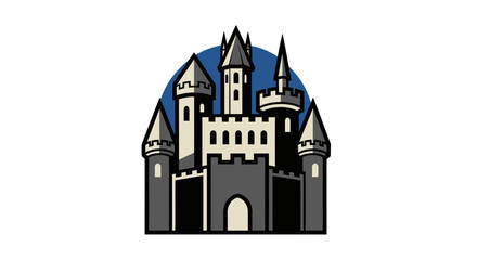 Medieval Castle Fortress Icon with Towers and Battlements © Raffa