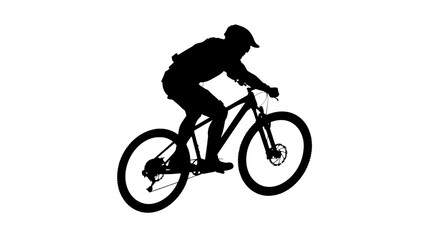 Fototapeta premium Mountain bike rider silhouette, cycling icon, bike sport illustration, athletic activity