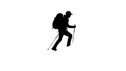Fototapeta premium Hiking, trekking, climbing, adventure, silhouette, icon, vector