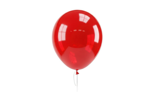 Single red balloon isolated on white background with celebration