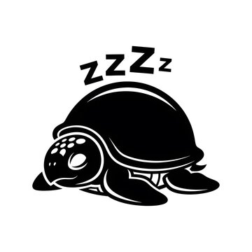 Cute sleeping turtle icon with zzz text