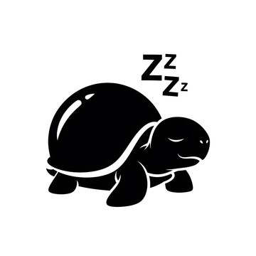 Cute sleeping turtle icon with zzz letters