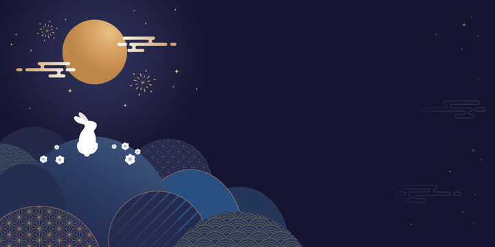 Luxury Mid Autumn Festival Background with Copy Space