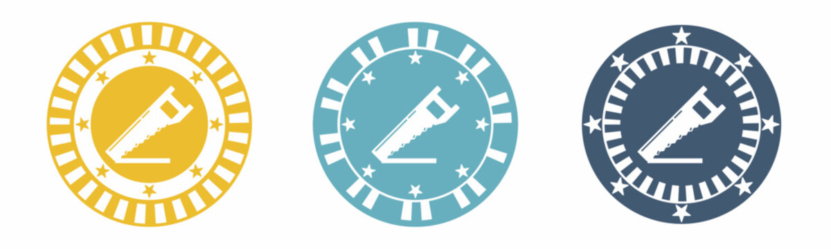 Chainsaw icon. Chainsaw illustration label design. Design for business. Vector illustration.