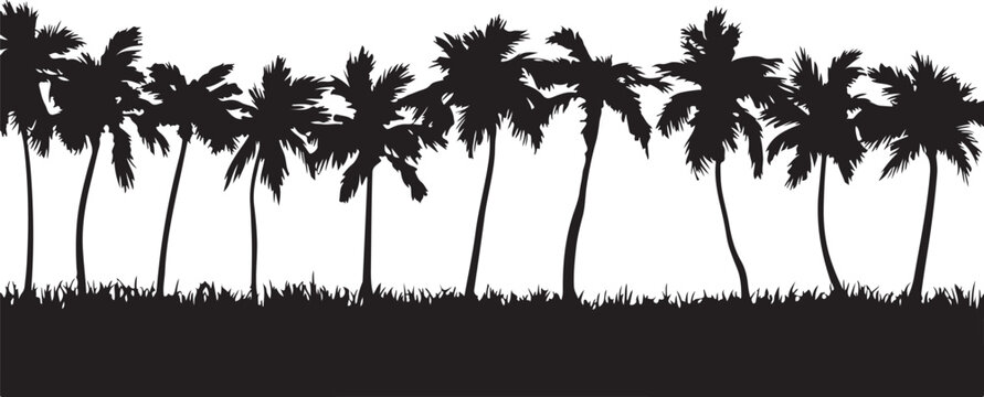 Palm trees silhouette seamless vector pattern