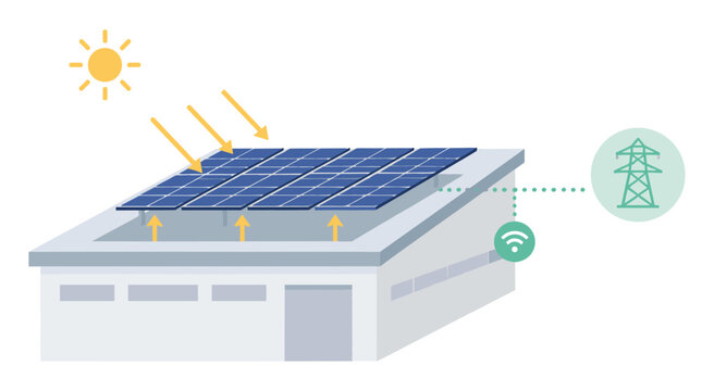 Solar Panel Roof System Capturing Clean Energy.