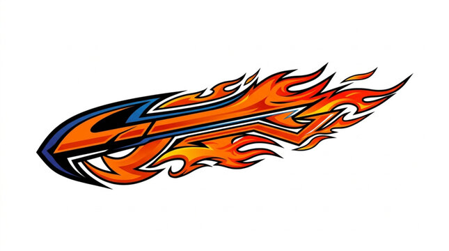 Fiery abstract graphic design with flames and speed lines.