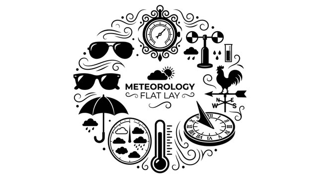 Temperature and pressure measurement tools vector bundle with mercury thermometers aneroid barometers psychrometers and altimeters great for high
