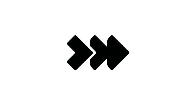 Black fast forward skip arrow icon. Multimedia player control symbol for UI, web design, next track, or quick progression.