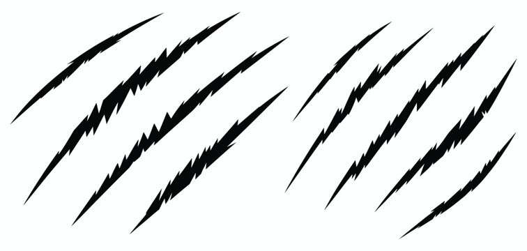 Scratch mark illustration featuring fierce claw slashes, symbolizing danger, destruction, action effects, gaming graphics, horror movie concepts, aggressive animal attacks, and edgy abstract design ae