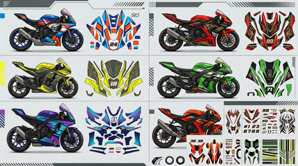 Collection of Sport Motorcycles with Custom Decal Kits. © Sika