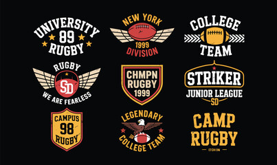 Naklejka premium American Rugby College Team Vector Typography For Athletic Sports Branding And Apparel Design
