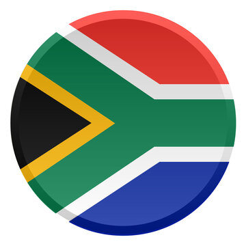 South Africa Flag Transparent Round Button and 3D Glossy Disc Icon