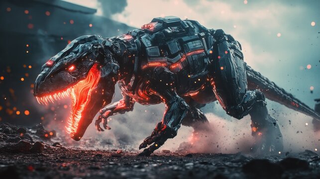 Futuristic robotic dinosaur