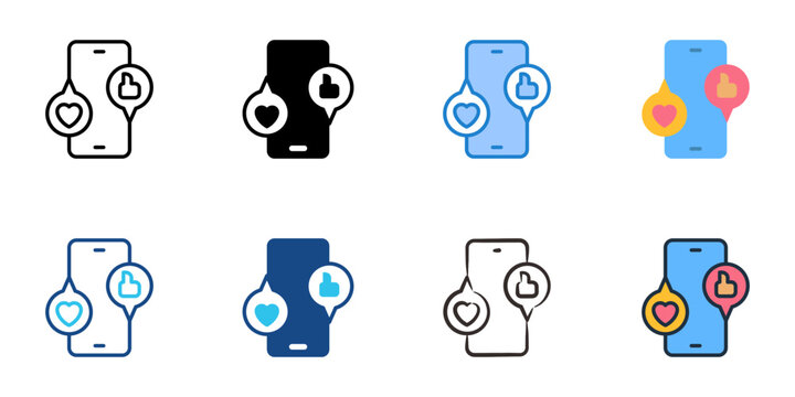 Social media icons set multiple style collection. Editable stroke 
