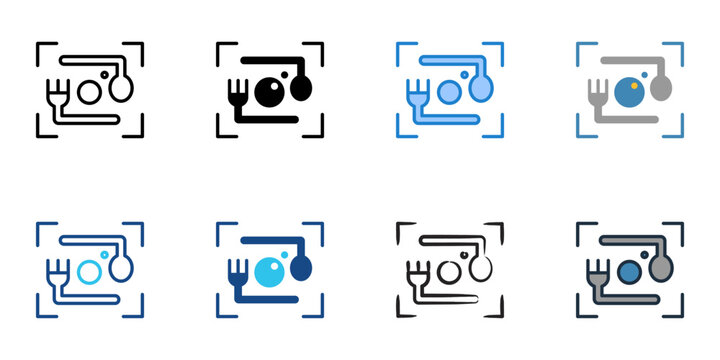 Food photography icons set multiple style collection. Editable stroke 
