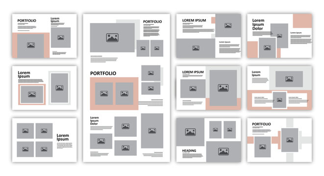 A collection of modern portfolio templates with various design layouts and a clean aesthetic for presenting case studies