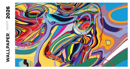 Obraz premium Colorful Abstract Swirl Pattern with Bold Geometric Shapes