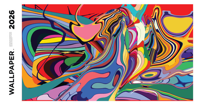 Colorful Abstract Digital Artwork with Dynamic Swirls and Patterns