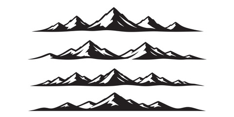 Fototapeta premium Sharp Mountain Peak Horizon Silhouette Set