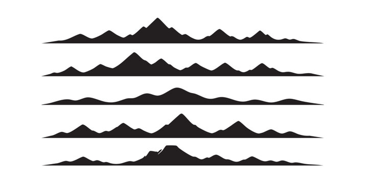 Sharp Mountain Peak Horizon Silhouette Set